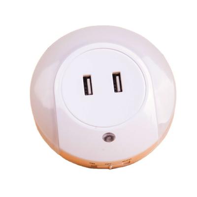 China Modern AC LED Night Light With Double USB Charger Sockets Multifunctional USB Charging Night Light for sale