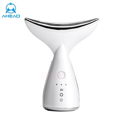 China Wrinkle Remover 3 Colors LED Phototherapy Vibration Neck Wrinkle Removal Instrument High Frequency Skin Tightening Neck Care Massager for sale