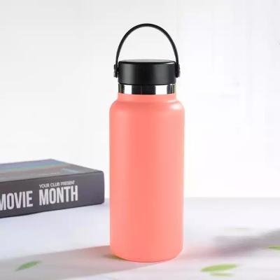 China PORTABLE Running Wide Mouth Sports Water Bottle 32OZ Vacuum Flask Double Wall Stainless Steel Custom Logo With New Straw Lid Wide Handle for sale