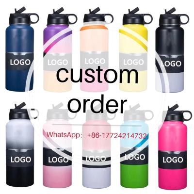 China Sustainable Custom Logo 500-1000ml Vacuum Insulated Heat Insulation Keeps Water Cold For 24 Hours Stainless Steel Water Bottle With Straw for sale