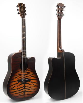 China Fir Solid 41 Inch Tiger Stripe Acoustic Guitar for sale