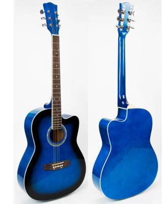 China basswood 39 inch blue color acoustic guitar for sale