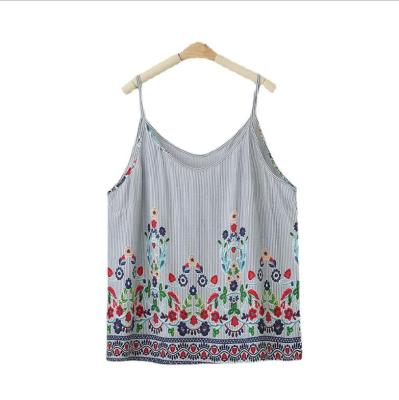 China Fashion Summer Spaghetti Strap Floral Print Crop Top QUICK DRY Plus Size Women's Tank Top for sale