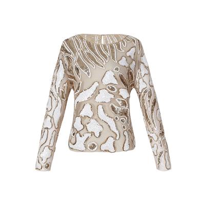 China Breathable Womens Plus Size Long Sleeve Customized Womens Sequin Christmas Shirt for sale