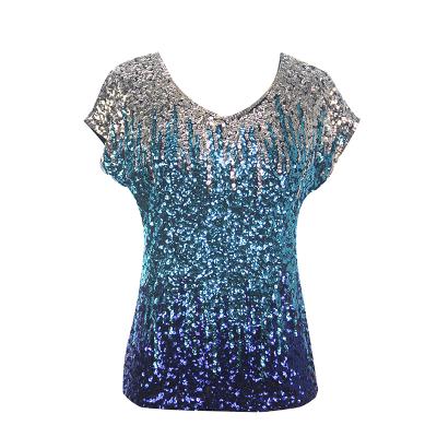 China Women's Gradient Tank Top Sequin Embellished Sleeveless Glitter Party Club Blouse Short Tops Anti-Shrink for sale