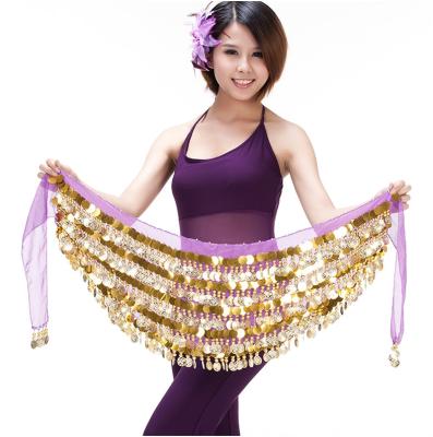 China High Quality Small Decorative Hip Scarf Stage Dance Accessories Gold Coins Belly Dance Hip Scarf Price for sale