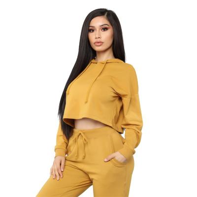 China Wholesale Breathable Women Clothes 2021 Solid Color Hooded Two Piece Pant Set Women Set Jogger Two Piece Sportswear for sale