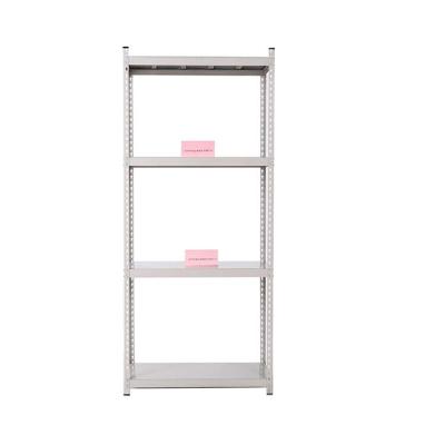 China Corrosion Protection Indoor Home Factory 50kg Slotted Angle Steel 5 Tier White Metal Storage Rack Shelves For Warehouse for sale