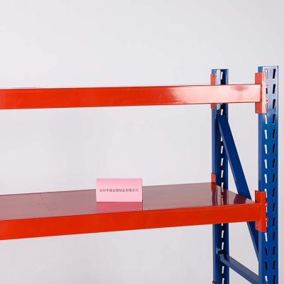 China Corrosion Protection 200kg Factory Warehouse Stacking Units Blue Orange 4 Tier Heavy Duty Steel Shelves Pallet Rack for sale