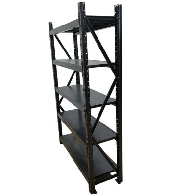 China Corrosion Protection Black 5 Layers Warehouse Storage Racks Heavy Duty Steel Industrial Garage Metal Stand Shelves for sale