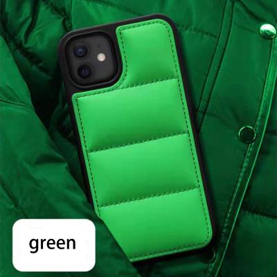 China Fashion Shockproof Brand Shockproof Soft Plush Down Jacket Wave Cell Phone Case For iPhone 13 Pro Max for sale