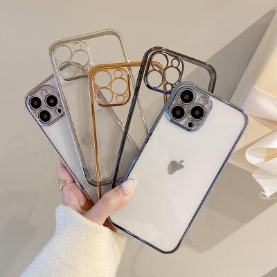 China Shockproof luxury clear soft colorful 3D tpu side electroplate phone case for iphone 13 pro max design phone case for sale