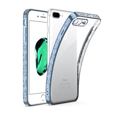 China Color edge clear transparent tpu cell phone shockproof electroplating shockproof case for iphone 7/8 plus for sale