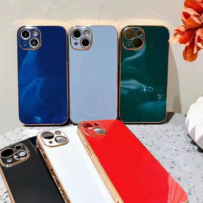 China Soft tpu pattern shockproof edge plated back anti slip case candy color phone case for iphone 13 for sale