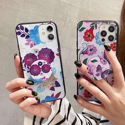 China Beautiful girl flower pattern tpu painting shockproof soft soft phone case with stand for iphone 13 pro max case for sale