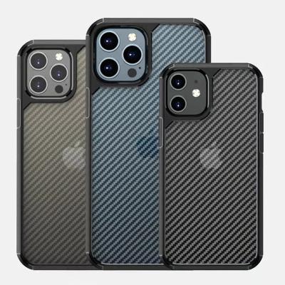 China Carbon fiber shockproof hard phone case for iphone 12 12pro 13 luxury mobile shell for businessman phone cover for sale