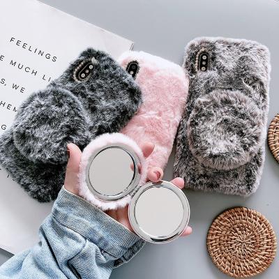 China Mirror Shockproof Luxury Design Cute Plush Brand Mobile Phone Cover For iPhone 12 13 pro max girly case for sale