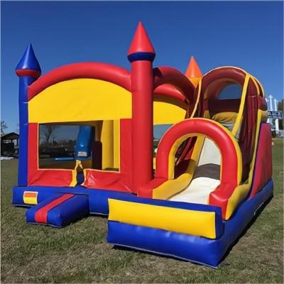 China 0.55mm PVC Tarpaulin Plato Jumping Castle Jump Bouncer Water Combo With Slide And Inflatable Climbing Combo Oriented Bounce House for sale