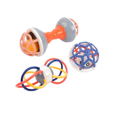 China Toy Manufacturer supply baby musical plastic ball toy teether mute bell rattles for kids for sale for sale