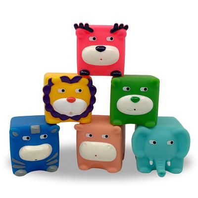 China Bath Toy Best Quality Children Silicone Baby Animal Bath Soft Rubber Block Toys For Baby for sale