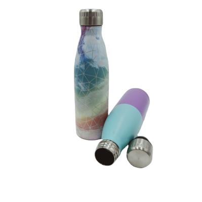 China Flat bottom cola shaped water bottle Double Wall Cola Shaped Stainless Steel Sport bottle drinking water vacuum Flask for sale