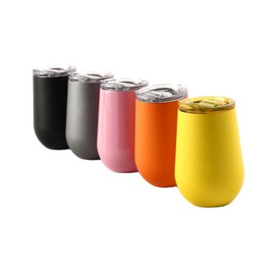 China Vacuum Wine tumbler with lid,Double Wall Stainless Steel Vacuum Egg Shape Tumbler Mug with Lids for sale