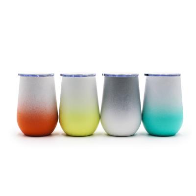 中国 Wholesale customized gradient colour 350ml wine tumbler stainless steel personalised wine tumblers 販売のため