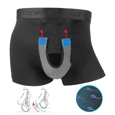 China Man Viable Sexy Magnetic Lingerie HOOK&LOOP Special Crotch Design Boxers Adjust Scrotum Varicocele Support Double Big Penis Pouch Briefs for sale