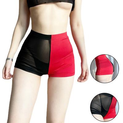 China Waterproof Woman Underwear Mesh Short Pants Red Black Exotic Sheer Patch See Sexy Lingerie Lace Panties Chastity for sale