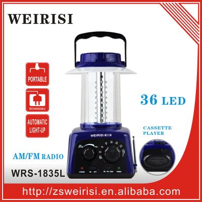 China Camping Portable Rechargeable Emergency LED Light with Cassette Player and FM Radio for Camping/Hiking/Home (WRS-1835L) for sale