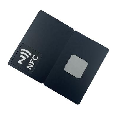 China Waterproof/double side CMRFID Matte Finish Stainless Steel nfc card business nfc metal black waterproof programmable metal card for sale