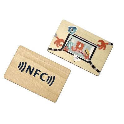 China Waterproof / Waterproof Customs Design CMRFID 2022 PVC 13.56mhz Printed Thin Rfid Wooden Blocking Card Visa Credit Filed Wooden Blocking Rfid / nfc Card for sale