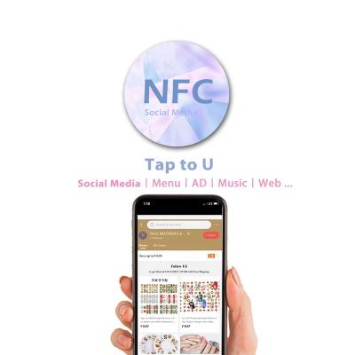 China Waterproof / Waterproof 13.56 MHz Mobile Phone NFC Sticker Tap Social Media Popular Nfc Social Media OTPS Sharing Tag RFID Epoxy Sticker for sale