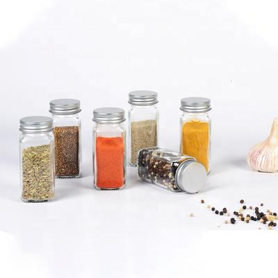 China Viable factory price square 4oz small spice jar herb containers and storage glass jar spice tools jar free shipping to china for sale