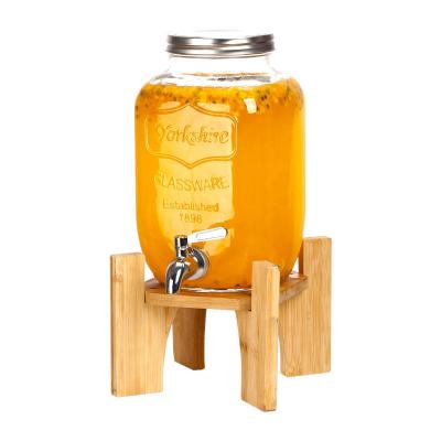 China Wholesale Factory Price Cheap Square 4L Glass Dispenser Freshness Preservation With Stand Holder Faucet For Juice Water Established 1898 Glass Mason Jar for sale