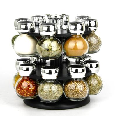 China Viable Wholesale Hot Sale 9pcs 12pcs Pot Revolving Stainless Steel Spice Jar Sets With Rack for sale