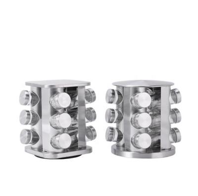 China Viable Wholesale 12pcs Hot Pot Rotating Stainless Steel Spice Jar Sets With Rack for sale