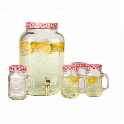 China 1 PC CLEAR YORKSHIRE SUSTAINABLE GLASS MASON POT DISPENSER WITH 4PC MASON POT for sale