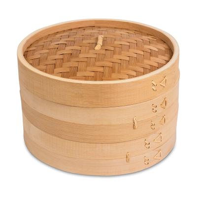 China 10 Inch Sustainable Bamboo Food Container Steamer Basket Set With Lid, Healthy Cooking For Vegetables for sale