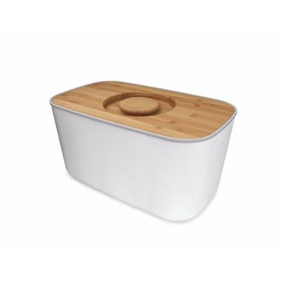 China Sustainable Double Bread Box Bamboo Bread Box With Cutting Board Bamboo Lid Wooden Bread Box for sale