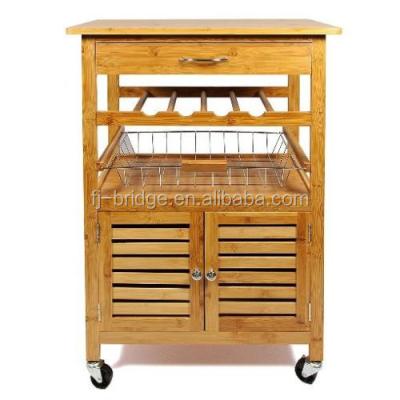 China Eco - Friendly Bamboo Kitchen Cart Cart Eco - Friendly Logo Wood Customized With Drawer Storage for sale