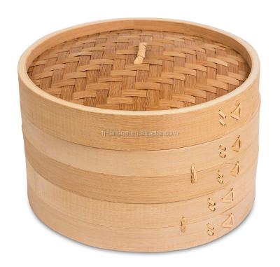 China Sustainable Steamer Basket Garment Steamer With Natural Bamboo Cover Chinese Kitchen Customized Logo for sale