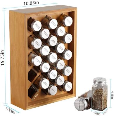 China Sustainable Bamboo Spice Rack Organize and Spice Shelf Rack Holder with 23 Glass Jars for sale