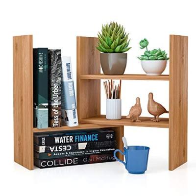 China Modern Bamboo Adjustable Book Shelf Storage Organizer for Home and Office for sale