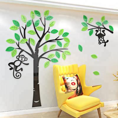 China Waterproof+Eco-friendly Tree Wall Art Decals Graphic for Home Decor/Monkeys on the Tree Wall Stickers Decal Kids Baby Decor for sale