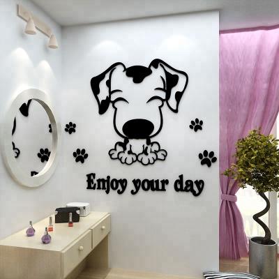 China Waterproof+Eco-friendly Self-adhesive Acrylic Baby Dog Bedroom Eco-friendly 3d Dorm Wall Sticker Animal Dorm Wall Sticker for sale