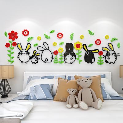 China Waterproof+Eco-friendly 3D Rabbit Wall Sticker For Kids Room Bedroom Children's Room Home Wall Decorative Decals for sale