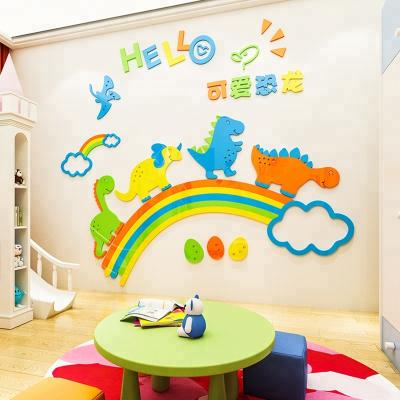 China Professional Special Eco-friendly Dinosaur Kids Design Manufacturing 3D Wall Sticker Acrylic Room Decorations For Home for sale