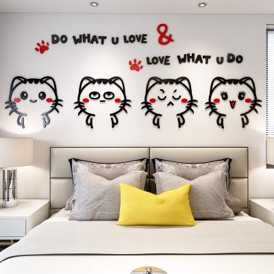 China Wholesale Cats Designs Waterproof+Eco-friendly Cartoon Self Adhesive Acrylic 3D Wall Sticker for sale