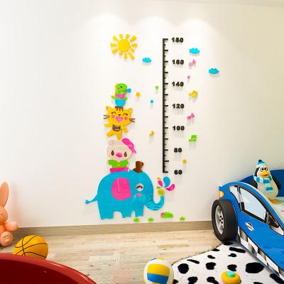 China Lovely Waterproof+Eco-friendly Elephant Height Chart Sticker 3d Acrylic Height Measurement Wall Sticker For Kids Room for sale